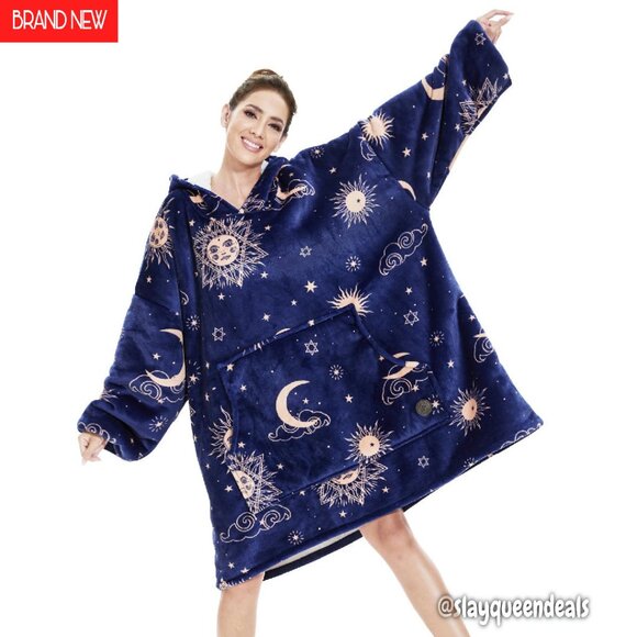 Oversized Sherpa Wearable Blanket Hoodie for Adults - One Size Fits Most